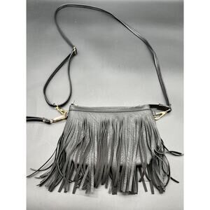 Fashion Puzzle Black Fringed Boho Purse Crossbody Bag, Or A Wristlet